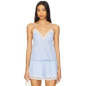 Nia Kendra Gingham Cami Top Tank in Chambray Blue